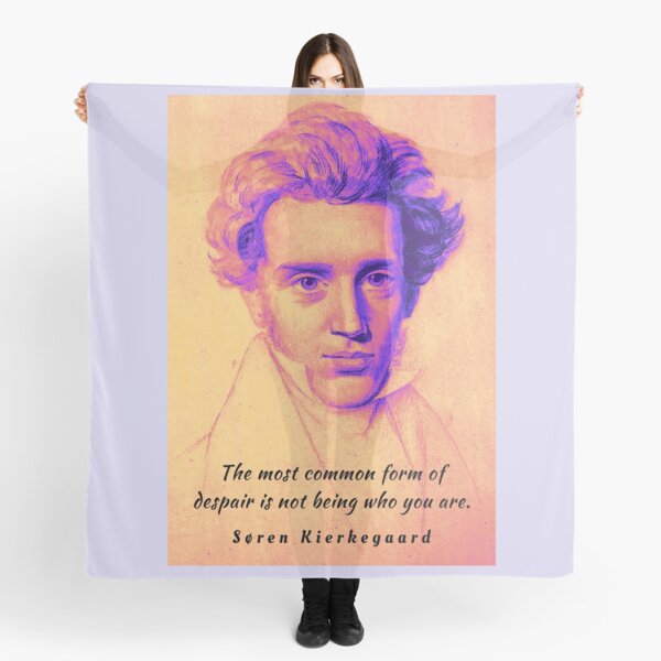 Item preview, Søren Kierkegaard portrait and quote: The most common form of despair is not being who you are. designed and sold by artbleed.