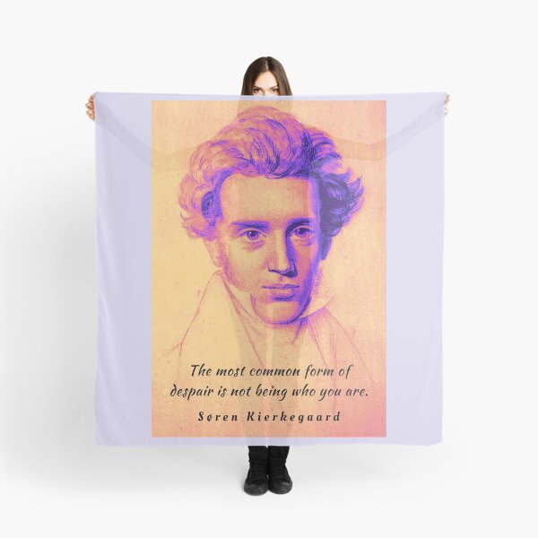 Aperçu de l'œuvre Portrait et citation de Søren Kierkegaard : La forme la plus courante de désespoir est de ne pas être qui vous êtes. créée et vendue par artbleed.