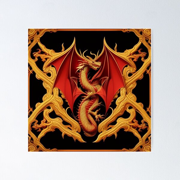Item preview, Red and gold dragon  designed and sold by Roxburylane.
