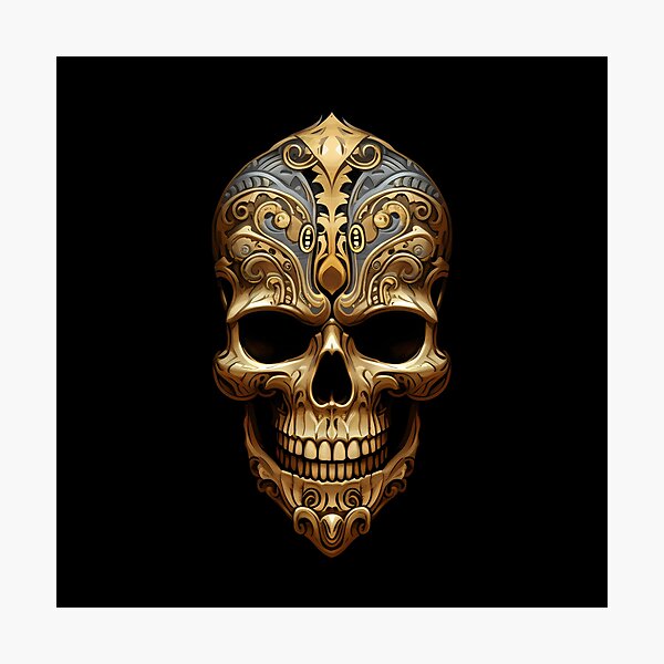 Item preview, Cráneo gótico dorado designed and sold by TheMerch-er.