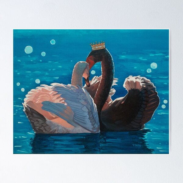Item preview, Royal couple black and white swan designed and sold by Yue Zeng Art Studio.