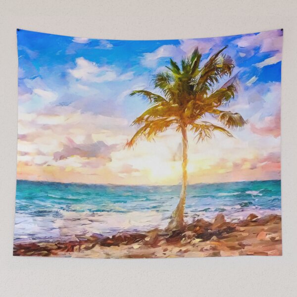 Item preview, Palm Tree on the Beach designed and sold by ArtFactoryAI.