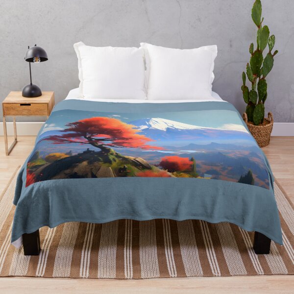 Item preview, Digital painting of a mountain fuji with a colorful tree in the foreground designed and sold by Gabi.Media.