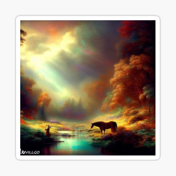 Item preview, HORSE AND BEAR IN THE RIVER designed and sold by JUVILLGO.