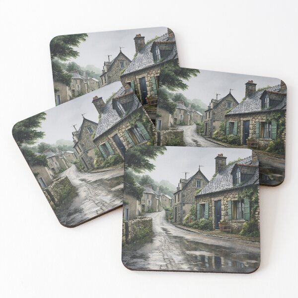 Item preview, A small village on a rainy day in an ultra realistic style designed and sold by Yerlagrillsy.
