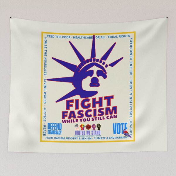 Item preview, PMD00956 Progressive Movement Designs patriotic American Statue of Liberty Fight Fascism design shows you support democracy and progressive goals for Progressives Democrats Independents Liberals designed and sold by ProgressiveLeft.