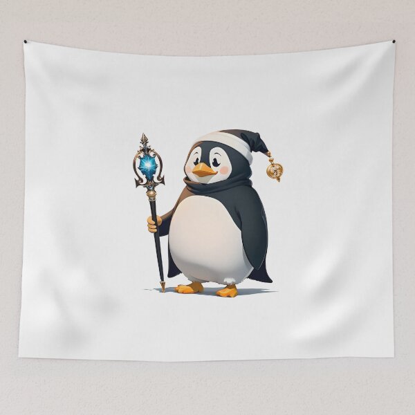 Item preview, Clever penguin magician with staff and hat designed and sold by ioto-visuals.