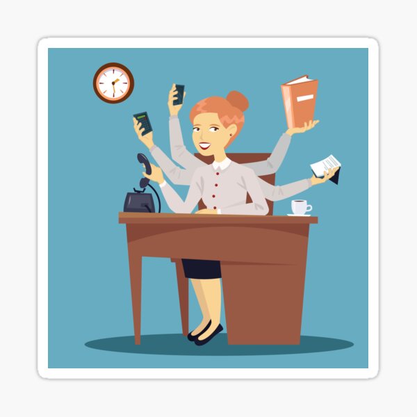 Item preview, Successful Businesswoman. Multitasking Business Lady. Businesswoman at Work in Office.  designed and sold by ivector.