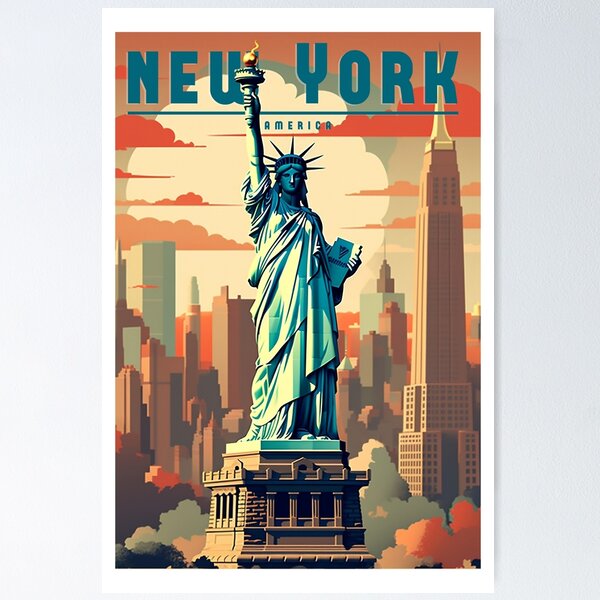 Item preview, Vintage Travel Poster - New York City: Iconic design of the Big Apple designed and sold by StrasserArt.