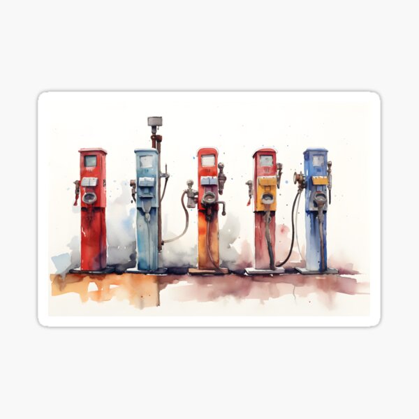 Sticker Old gas pump, isolated with clipping path 