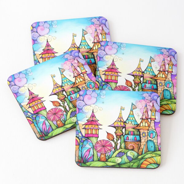 Item preview, Geometric image of fairy village in springtime designed and sold by Gabi.Media.
