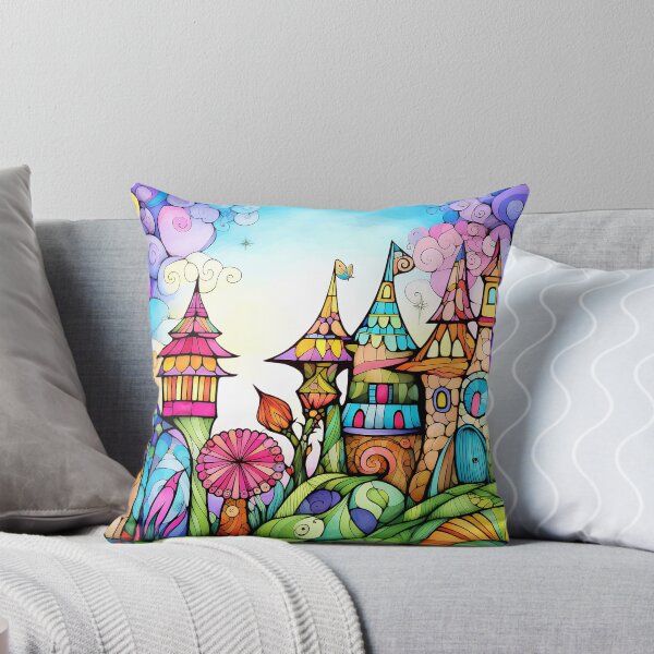Item preview, Geometric image of fairy village in springtime designed and sold by Gabi.Media.