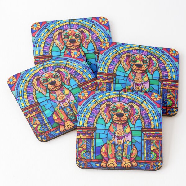 Artikelvorschau, Buntglas-Hundemuster entworfen und verkauft von Desfix.
