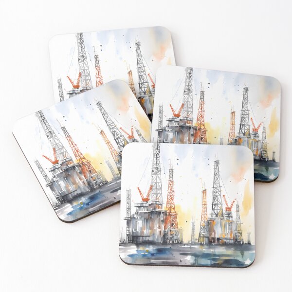 Item preview, Watercolor Oil Rigs designed and sold by Arclight-LLC.