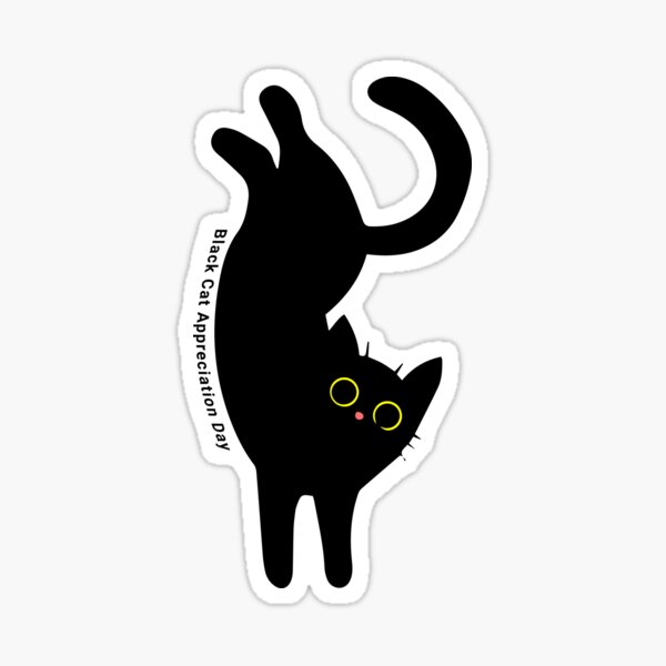 "Black Cat Appreciation Day, cartoon" Sticker for Sale by HolidayBug