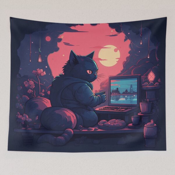 Item preview, Cat in his shelter at sunset designed and sold by RichardDHJ.