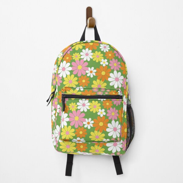 Artikelvorschau, Flower Power Retro-Blumenmuster – 60er Jahre Grün Orange Gelb entworfen und verkauft von Colorblizz.
