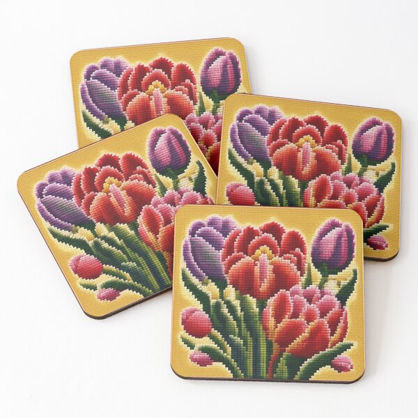 Item preview, Tulips and carnations needlepoint  designed and sold by Roxburylane.