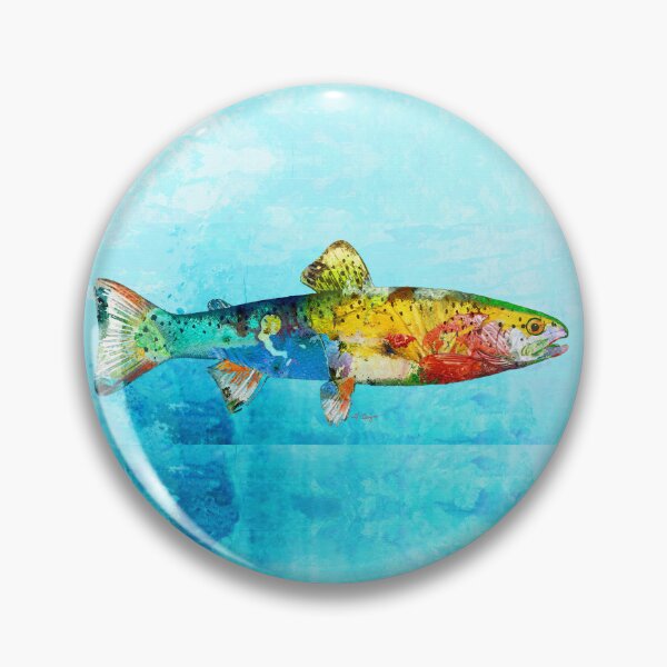 Item preview, Bright Colorful Trout Fish Art on Blue designed and sold by Sharon Cummings Art.