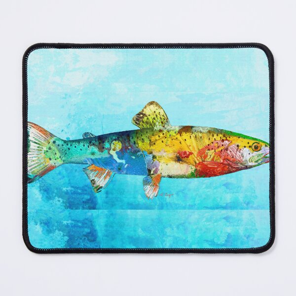 Item preview, Bright Colorful Trout Fish Art on Blue designed and sold by Sharon Cummings Art.