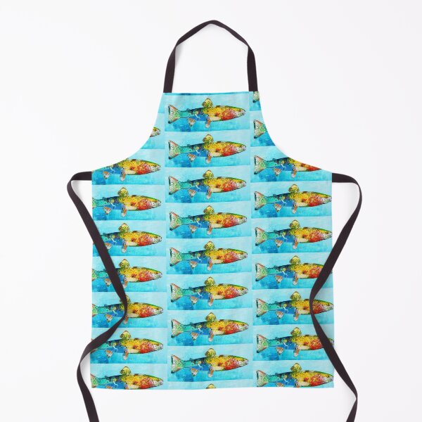 Item preview, Bright Colorful Trout Fish Art on Blue designed and sold by Sharon Cummings Art.