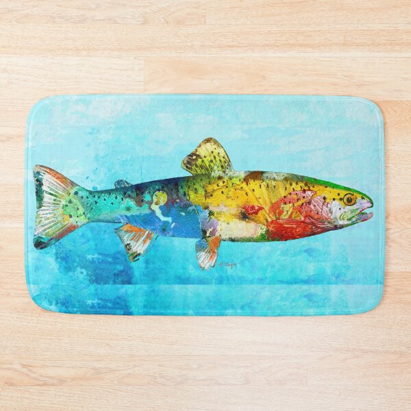 Item preview, Bright Colorful Trout Fish Art on Blue designed and sold by Sharon Cummings Art.