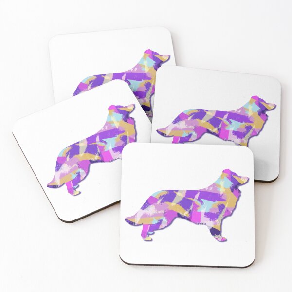 Item preview, Border Collie Dog Silhouette Purple Pink Yellow Blue Design designed and sold by AMSonArt.