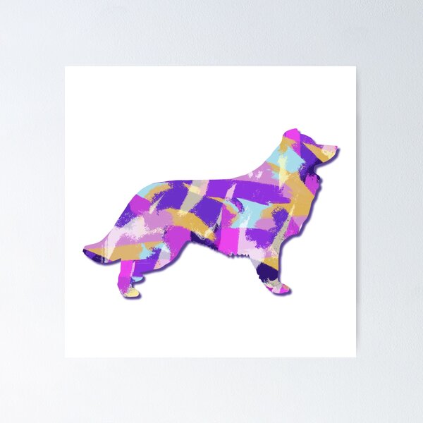 Item preview, Border Collie Dog Silhouette Purple Pink Yellow Blue Design designed and sold by AMSonArt.