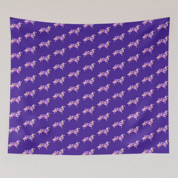 Item preview, Border Collie Dog Silhouette Purple Pink Yellow Blue Design designed and sold by AMSonArt.