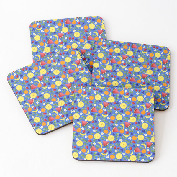 Item preview, Summer Fruit Medley on Blue Background designed and sold by CritterandBloom.