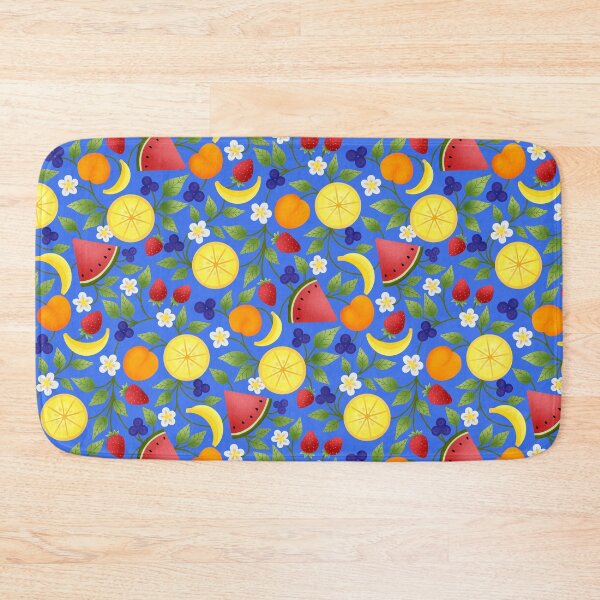 Item preview, Summer Fruit Medley on Blue Background designed and sold by CritterandBloom.