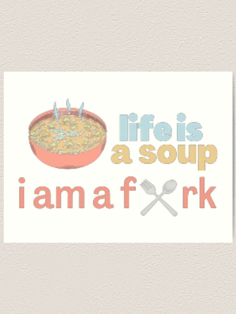 Life is soup, I am fork possum word art Sticker for Sale by snazzyseagull