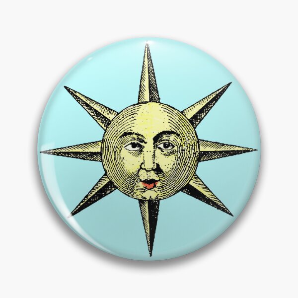 Item preview, Renaissance Woodcut Sun Face Handcolored designed and sold by Pixelchicken.