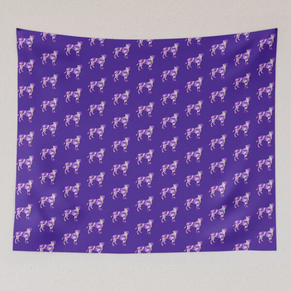 Item preview, Boxer Dog Silhouette Purple Pink Yellow Blue Design designed and sold by AMSonArt.