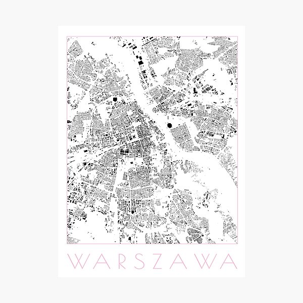 Warsaw Schwarzplan Map Photographic Print