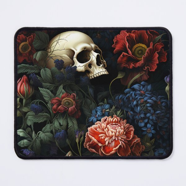 Item preview, Skull And Flowers • Romantic Goth Skull Garden designed and sold by Rike Mayer.