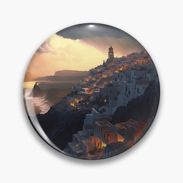 Artikelvorschau, Dreamy Skies: Clouds Over Santorini City entworfen und verkauft von Visual Foundry.