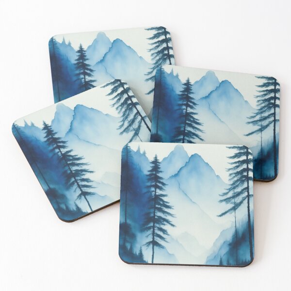 Item preview, Blue Watercolour Mountains & Forest Landscape designed and sold by RossWilson12.