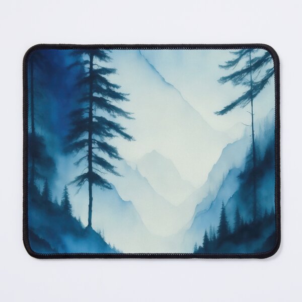 Item preview, Blue Watercolour Mountains & Forest Landscape designed and sold by RossWilson12.