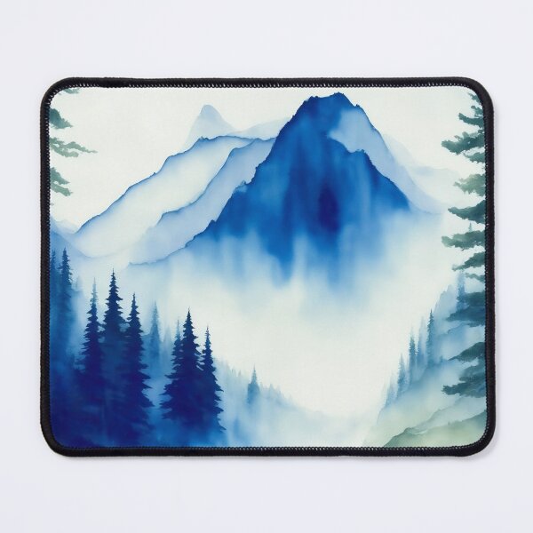 Item preview, Blue Watercolour Mountains and Forest Painting designed and sold by RossWilson12.