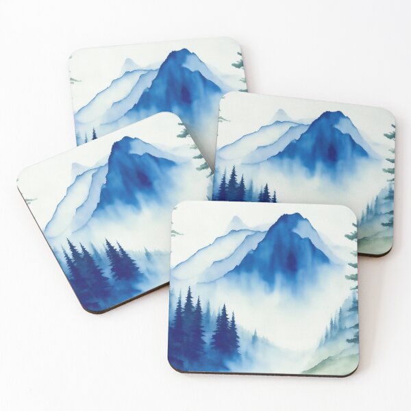 Item preview, Blue Watercolour Mountains and Forest Painting  designed and sold by RossWilson12.