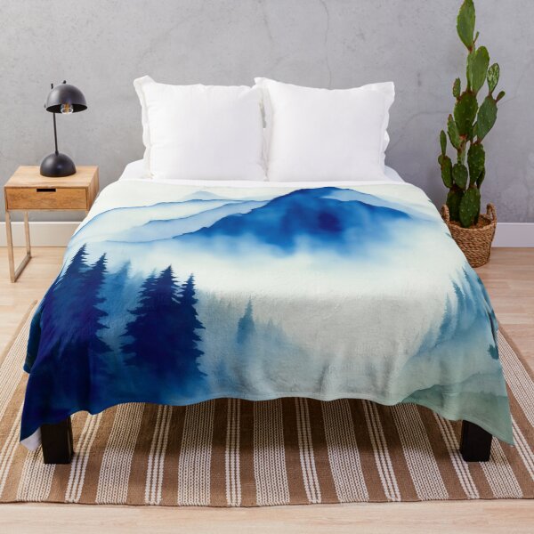 Item preview, Blue Watercolour Mountains and Forest Painting designed and sold by RossWilson12.