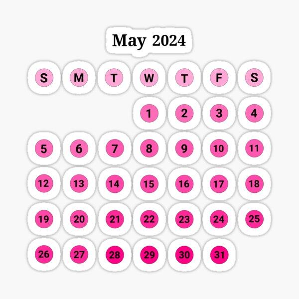 Bujo Mini Calendar - April 2024 (Pink) Sticker for Sale by BeautifulHues