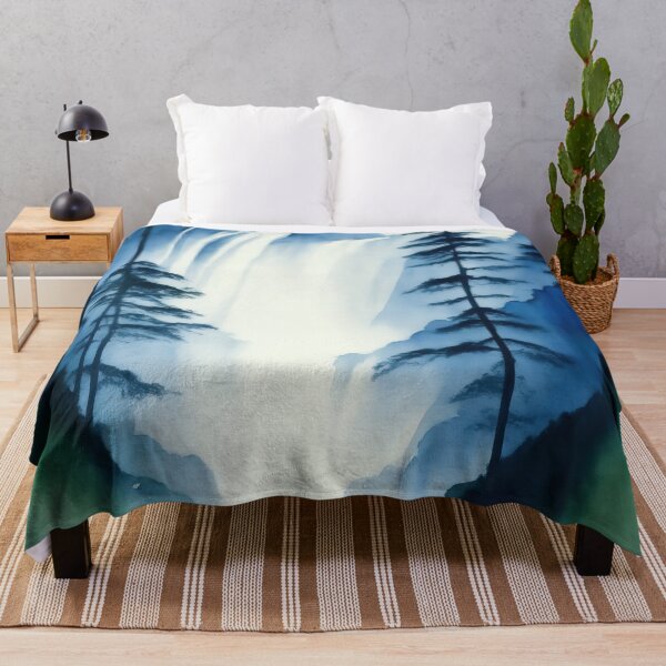 Item preview, Blue Watercolour Waterfall, Mountains and Forest Painting  designed and sold by RossWilson12.