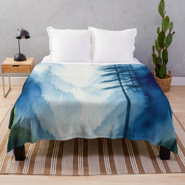 Item preview, Blue Watercolour Waterfall, Mountains and Forest Landscape designed and sold by RossWilson12.