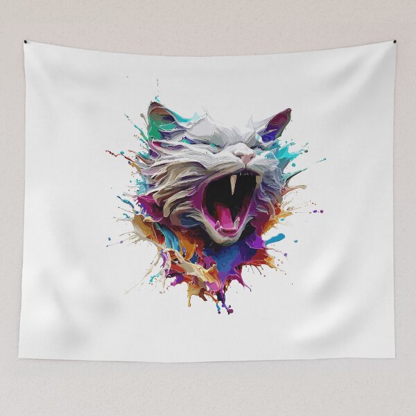 Item preview, Cat Face Colorful Illustration designed and sold by The Funscape Store.
