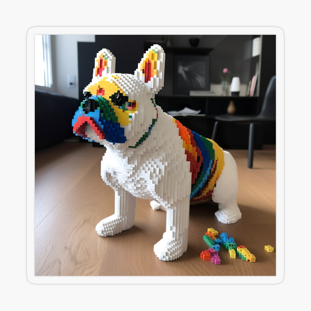 brick frenchie, brick dog, french bulldog made of colorful bricks, brick  french bulldog, building blocks | Poster