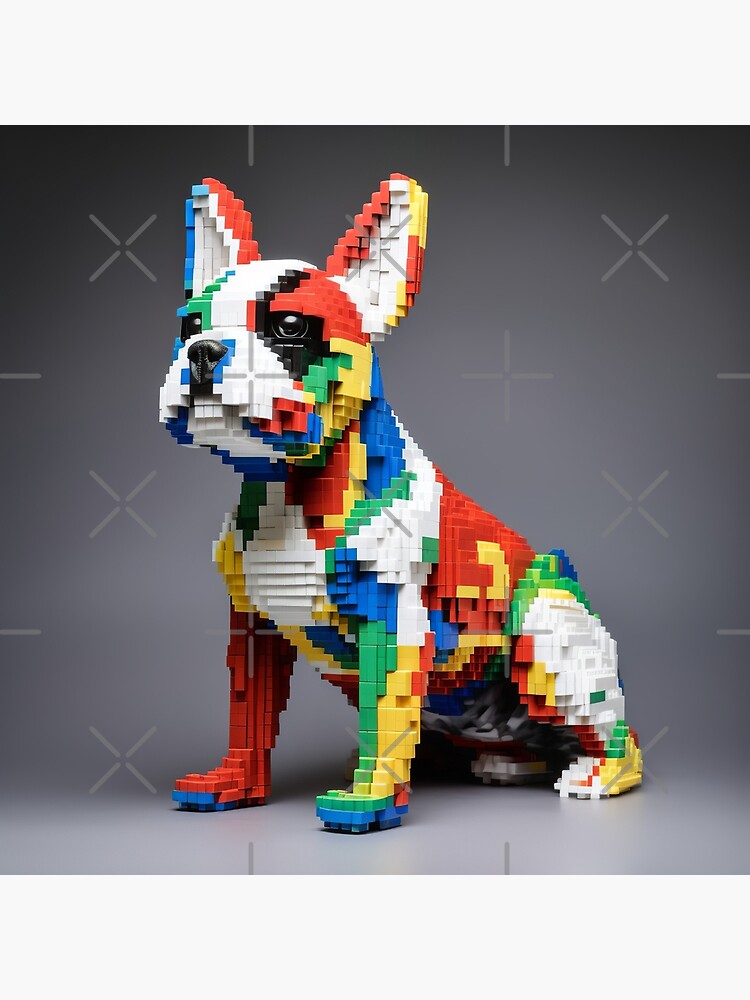 colorful brick frenchie, brick dog, french bulldog made of colorful bricks,  brick french bulldog, building blocks Art Board Print for Sale by  livelovewoof