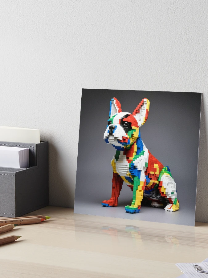 brick frenchie, brick dog, french bulldog made of colorful bricks, brick  french bulldog, building blocks Poster for Sale by livelovewoof