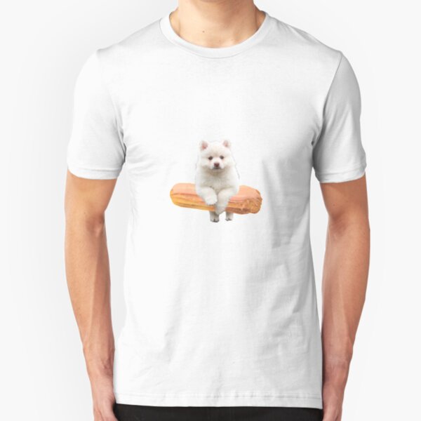 Cute Alaskan Malamute Dog jumping an éclair by Alice Monber Slim Fit T-Shirt
